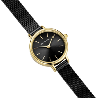 Bering Black & Gold Petite Sunray Mesh Watch