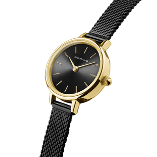 Bering Black & Gold Petite Sunray Mesh Watch