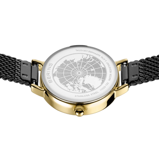 Bering Black & Gold Petite Sunray Mesh Watch