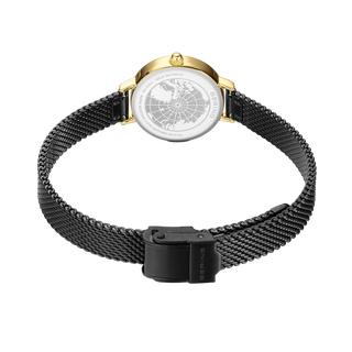 Bering Black & Gold Petite Sunray Mesh Watch