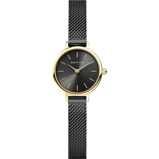 Bering Black & Gold Petite Sunray Mesh Watch