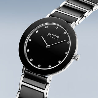 Bering Ladies Black & Silver Ceramic Crystal Watch
