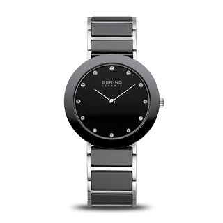 Bering Ladies Black & Silver Ceramic Crystal Watch