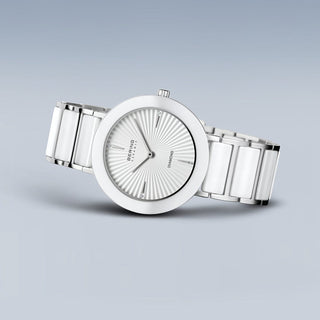 Bering White & Silver Ceramic Sunray Dial Bracelet Watch
