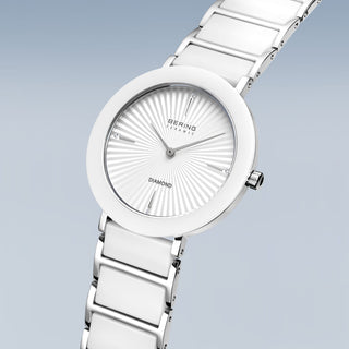 Bering White & Silver Ceramic Sunray Dial Bracelet Watch