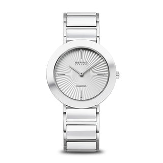Bering White & Silver Ceramic Sunray Dial Bracelet Watch