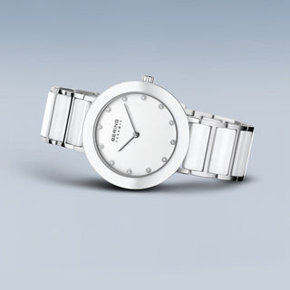 Bering Ladies White & Silver Ceramic Watch