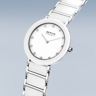 Bering Ladies White & Silver Ceramic Watch