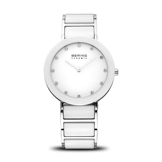 Bering Ladies White & Silver Ceramic Watch