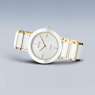 Bering White & Gold Ceramic Sunray Dial Bracelet Watch
