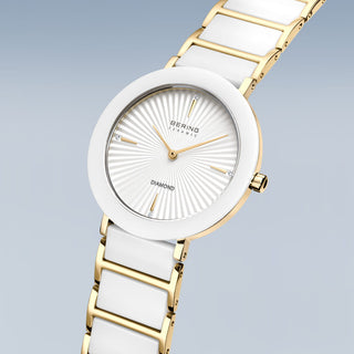 Bering White & Gold Ceramic Sunray Dial Bracelet Watch