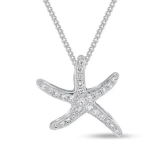 18ct White Gold Diamond Starfish Pendant