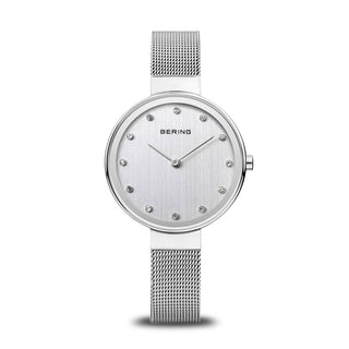 Bering Ladies Brushed Silver Dial Watch | 12034-000 | Patterned Dial Watch