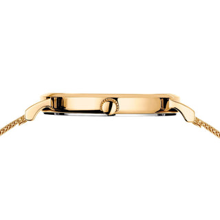 Gold watch band on a white background