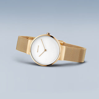 Bering Ladies Minimalist Brushed Gold Watch