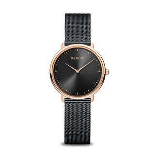 Bering Ladies Black & Rose Gold Watches | 15729-166 | Black Face Watch