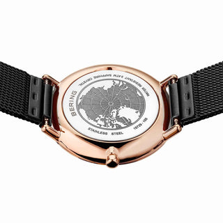 Bering Ladies Black & Rose Gold Watches | 15729-166 | Black Face Watch