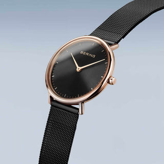 Bering Ladies Black & Rose Gold Watches | 15729-166 | Black Face Watch