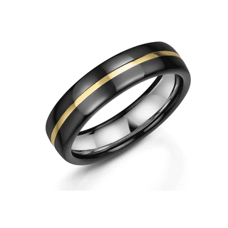 Zedd 6mm Zirconium & 9ct Yellow Gold Ring