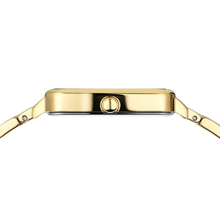 Gold watch strap on a white background