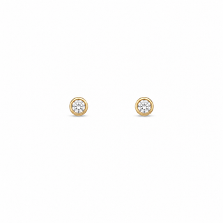 Gold Plated Silver 2mm Bezel Set CZ Stud Earrings
