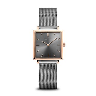 Bering Ladies Rose Gold Square Watch | 18226-369 | Grey Square Watch
