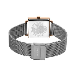 Bering Ladies Rose Gold Square Watch | 18226-369 | Grey Square Watch