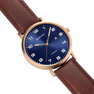 Bering Gents Maxi Titanium Blue & Rose Gold Watch