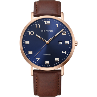 Bering Gents Maxi Titanium Blue & Rose Gold Watch