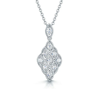 18ct White Gold Vintage Style Diamond Lattice Necklace