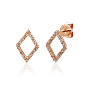 18ct Rose Gold Open Diamond Shape Stud Earrings