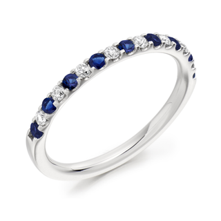 18ct White Gold 0.24ct Sapphire & 0.19ct Diamond Micro-Claw Set Half Eternity Ring