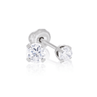 18ct White Gold 3mm CZ Piercing Earrings