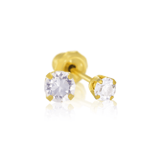 18ct Yellow Gold 3mm CZ Piercing Earrings