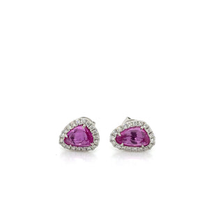 18ct White Gold Asymmetrical Rose Cut Pink Sapphire Necklace & Earring Set