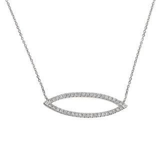 18ct White Gold Diamond Set Marquise Necklace