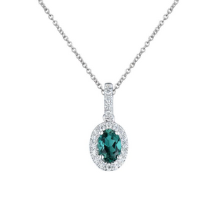 18ct White Gold 0.47ct Emerald and Diamond Pendant