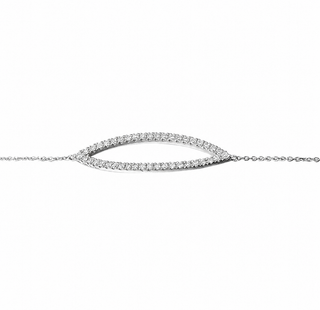 Delicate silver bracelet with small diamonds on a white background