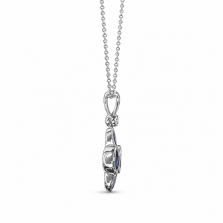 18ct White Gold Marquise Sapphire Cluster Pendant