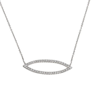 Diamond necklace with a white gold chain on a white background