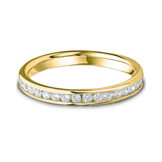 Gold ring with diamonds on a white background