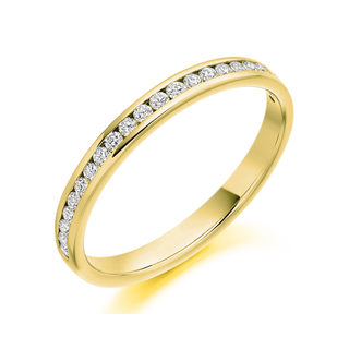 Gold ring with diamonds on a white background