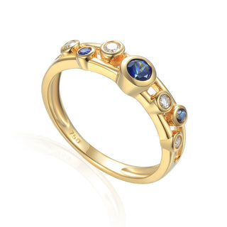 18ct Yellow Gold Sapphire & Diamond Bubbles Ring