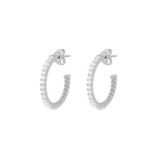 18mm Half Hoop CZ Earrings