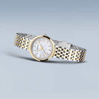 Bering Ladies Classic Two Tone Mother of Pearl Bracelet Watch