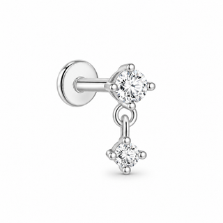 Silver CZ Dangle Labret Cartilage Stud