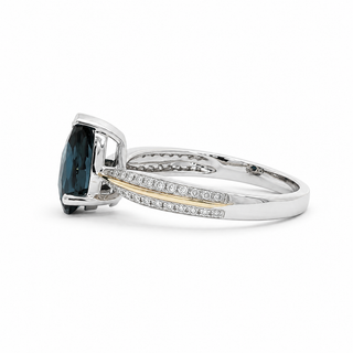 9ct White Gold 1.80ct Pear Shaped Blue Topaz Tapered Ring