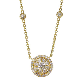 9ct Yellow Gold 0.23ct Diamond Cluster Halo Necklace