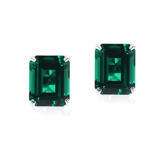 9ct White Gold Emerald Green CZ Earrings