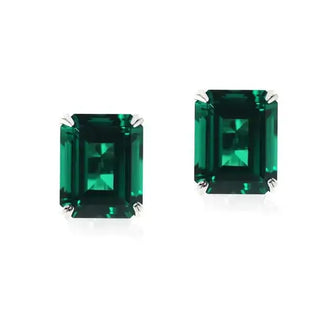 9ct White Gold Emerald Green CZ Earrings